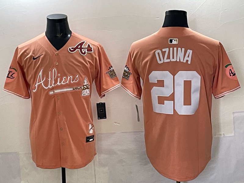 Men Atlanta Braves 20 Ozuna orange 2025 Nike MLB Jersey style 025